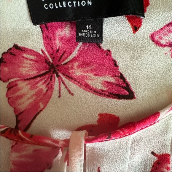 Jones New York Red Butterfly Print BlouseEUC Size 14 - Picture 3 of 3